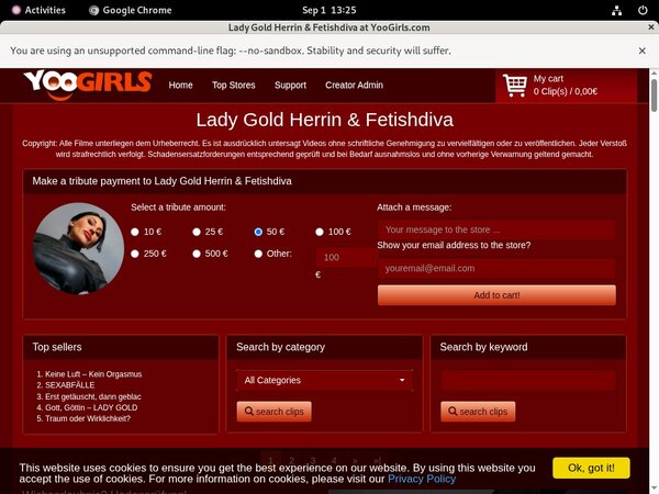 LadyGoldFetishdiva One Year